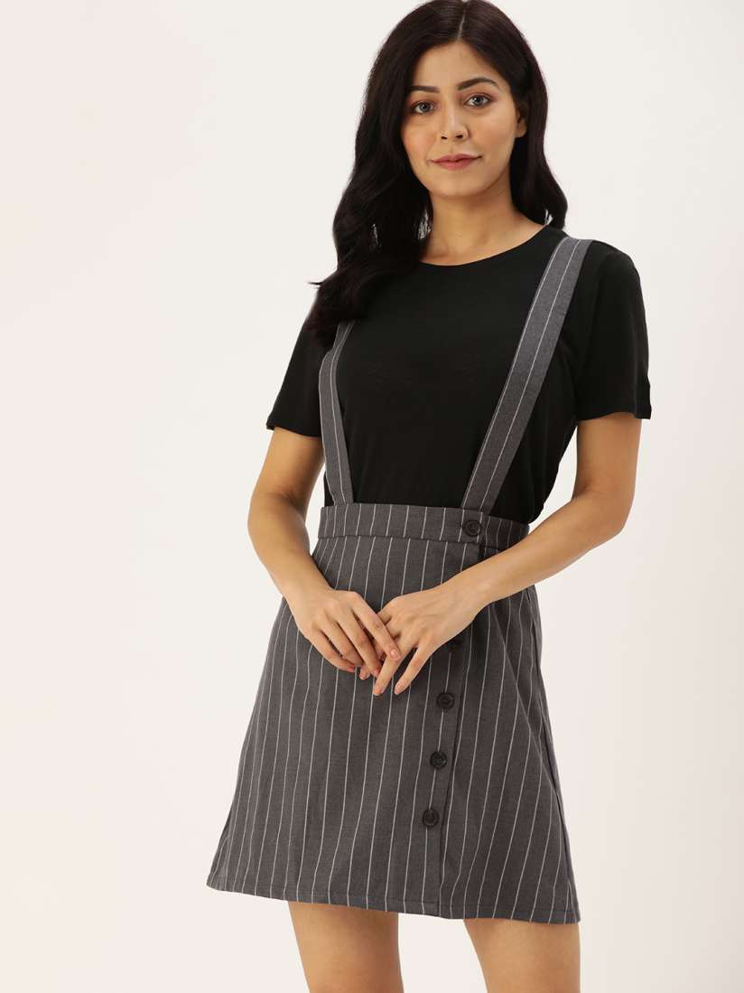 Grey skirt with suspenders online