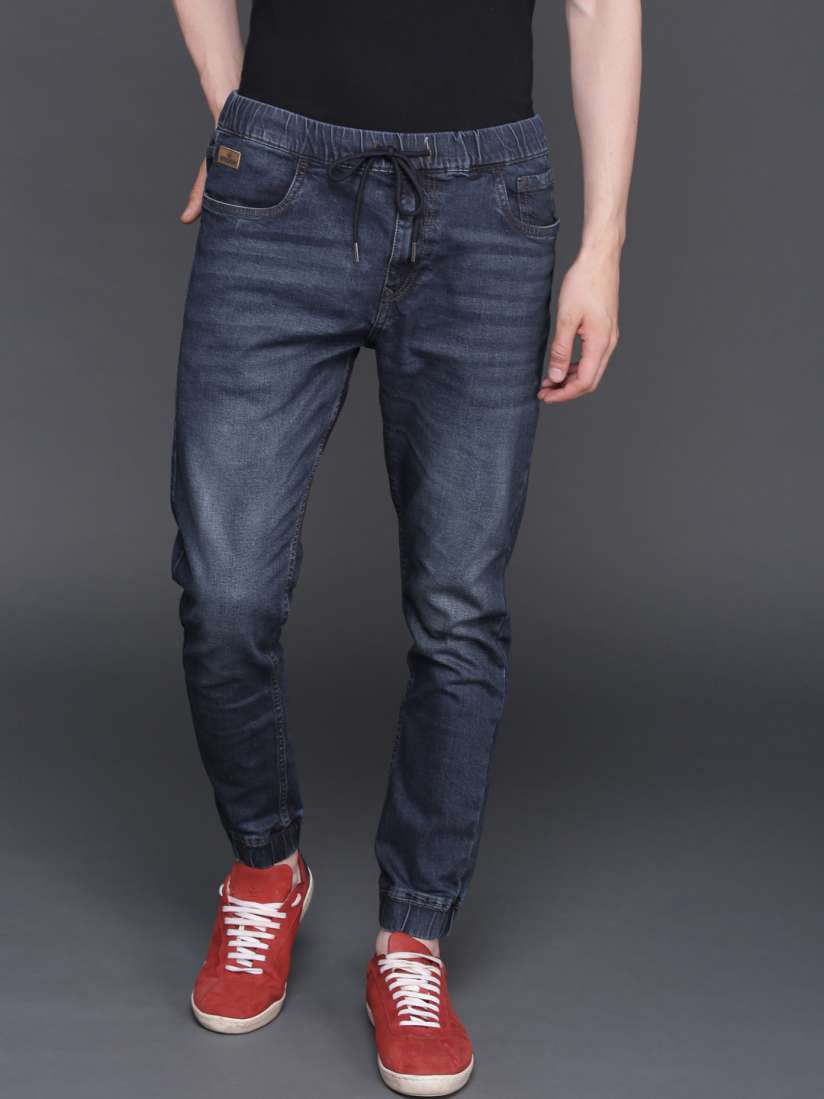 Buy WROGN Men Blue Jogger Mid Rise Clean Look Stretchable Jeans Jeans for Men 10685342 Myntra