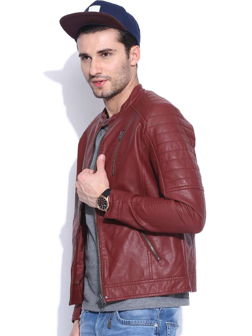 Red Jack And Jones Biker Jacket Faux Suede Biker Jacket Men Faux