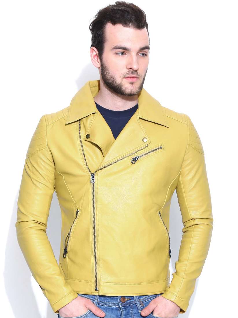 Buy Jack Jones Lime Green Biker Jacket Jackets for Men 1069398 Myntra