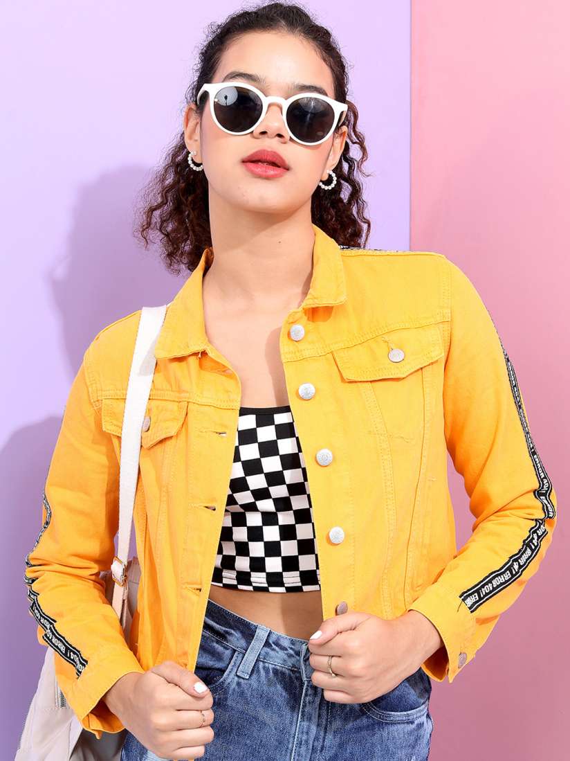 Buy Tokyo Talkies Women Yellow Solid Denim Jacket Jackets for Women 10698730 Myntra
