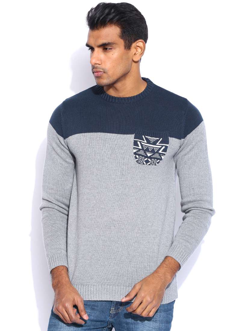 Navy grey sweaters top
