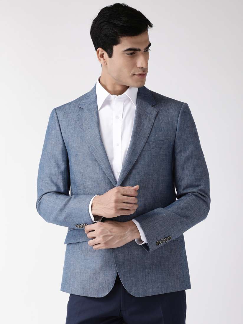 Buy Marks Spencer Men Blue Solid Slim Fit Single Breasted Smart Casual Blazer Blazers for Men 10699224 Myntra