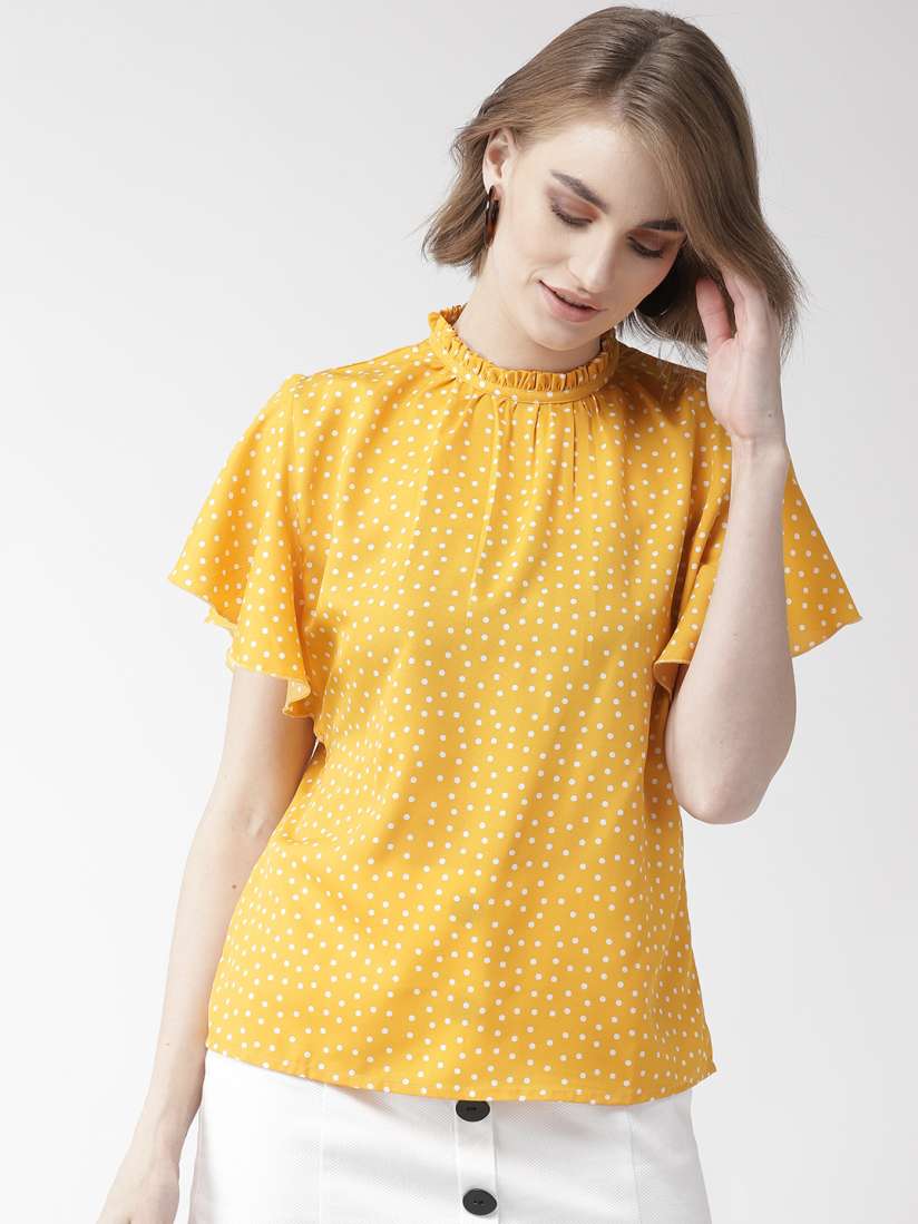 Mustard spotty blouse new arrivals