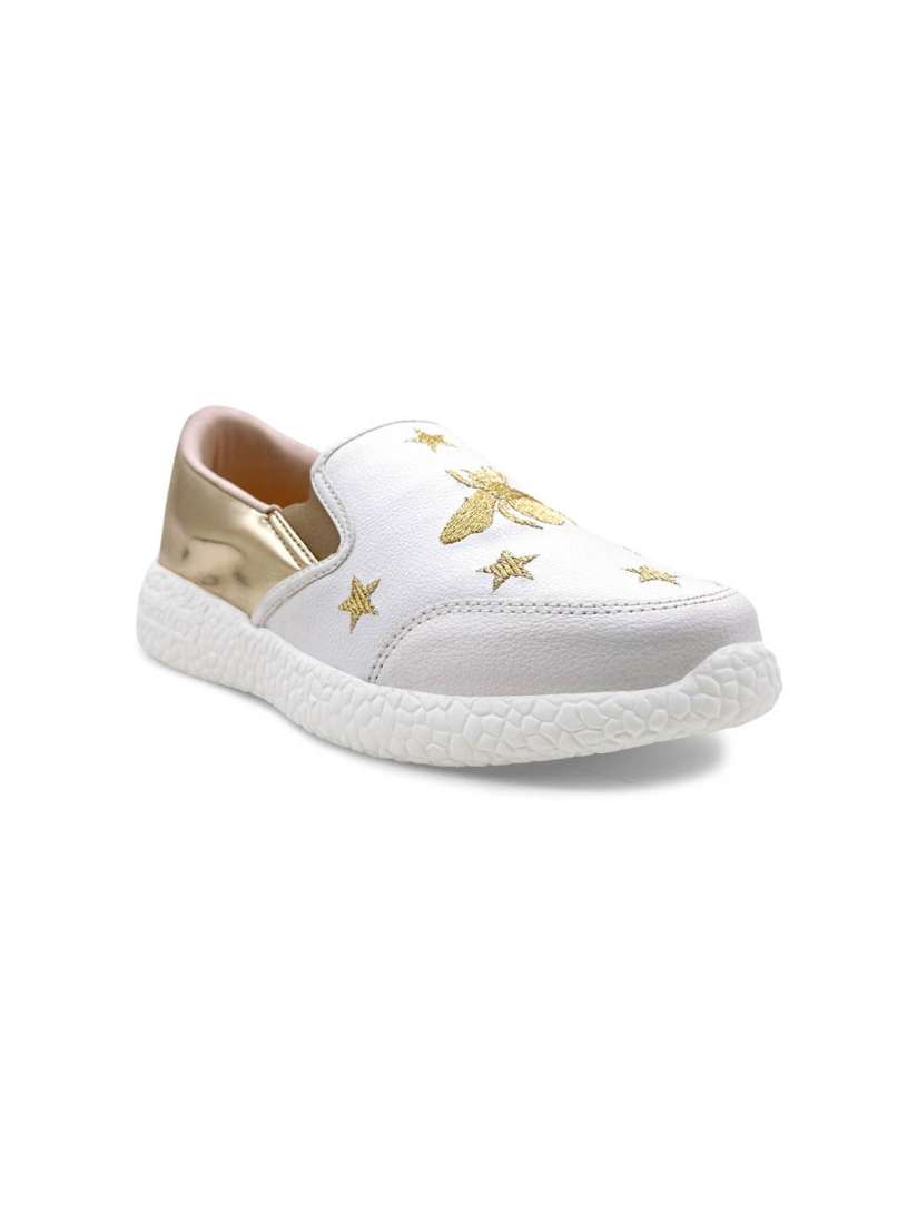 Buy KazarMax Kids White Gold Toned Embroidered Slip On Sneakers Casual Shoes for Unisex Kids 10705212 Myntra