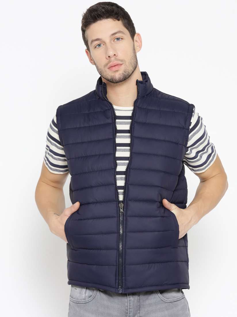 Buy Ico Blue Star Men Navy Blue Solid Padded Jacket Jackets for Men 10705288 Myntra