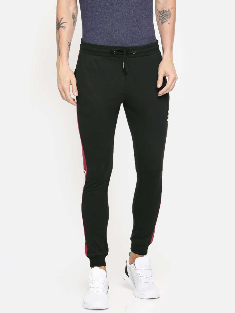 Buy Being Human Clothing Men Black Solid Side Striped Straight Fit Track Pants Track Pants for Men 10717252 Myntra