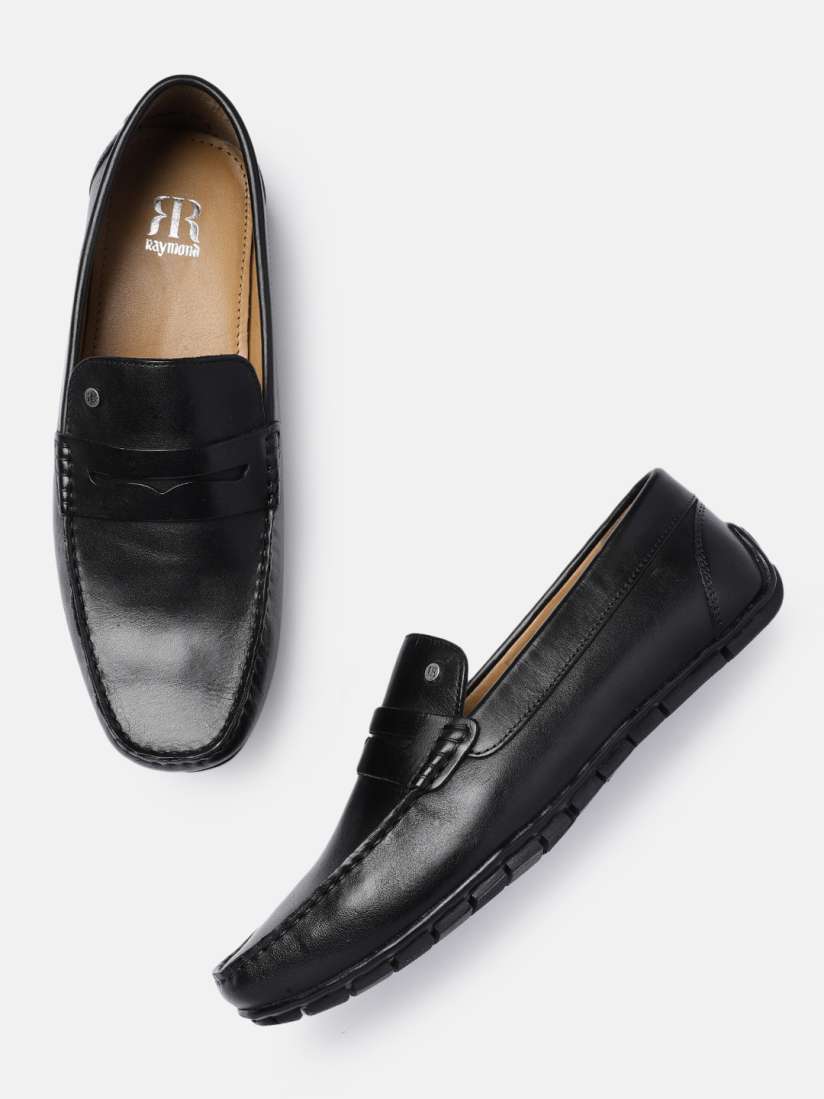 Buy Raymond Men Black Solid Leather Loafers Casual Shoes for Men 10727094 Myntra