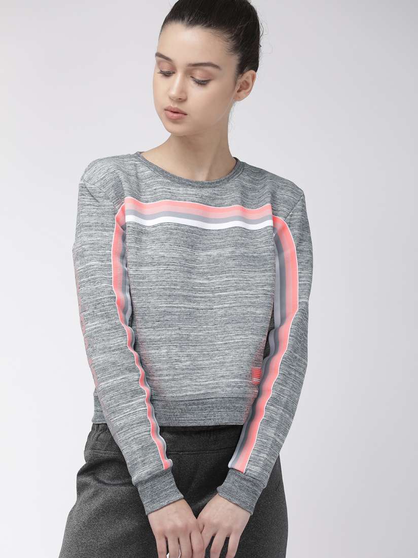 Buy Superdry Women Grey Melange Solid GYMTECH BOUNCE Crop Sweatshirt Sweatshirts for Women 10733522 Myntra