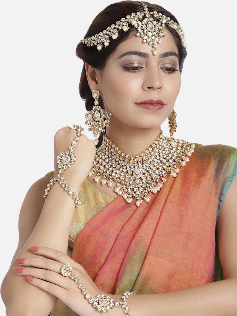 Buy Peora Women 18K Gold Plated White American Diamond Bridal Jewellery Set Jewellery Set for Women 10735140 Myntra