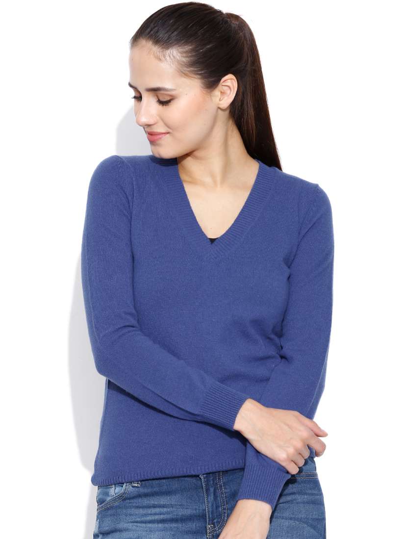 Buy United Colors of Benetton Blue Lambswool Sweater Sweaters for Women 1074027 Myntra