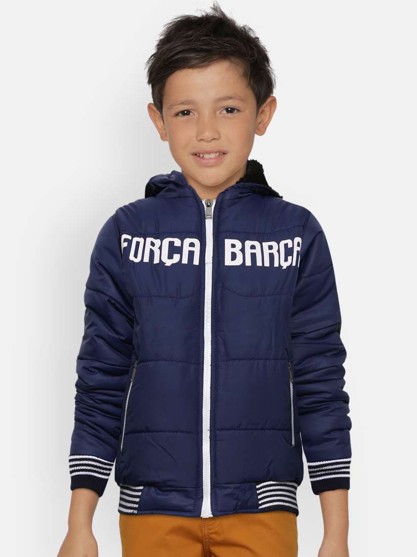 Buy GAME BEGINS Boys Navy Blue Solid Hooded Bomber Jacket with Printed Detail Jackets for Boys 10744656 Myntra