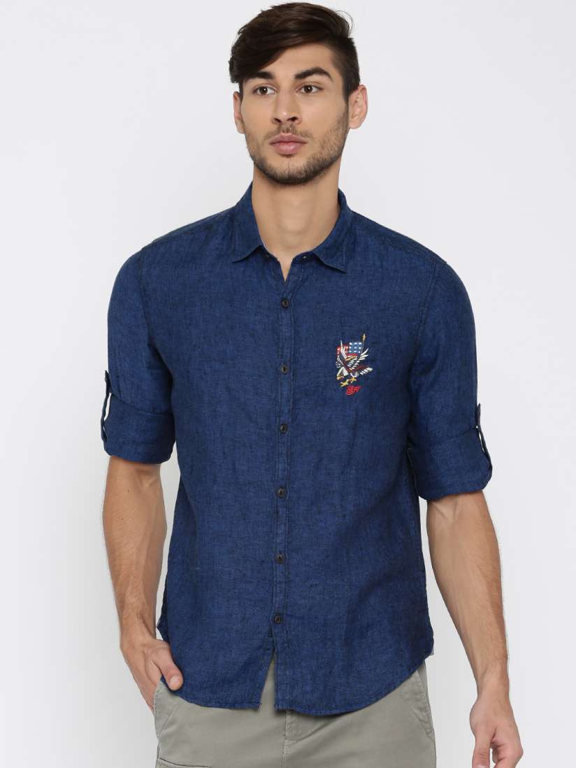 Buy Ed Hardy Blue Denim Casual Shirt Shirts for Men 1075031 Myntra