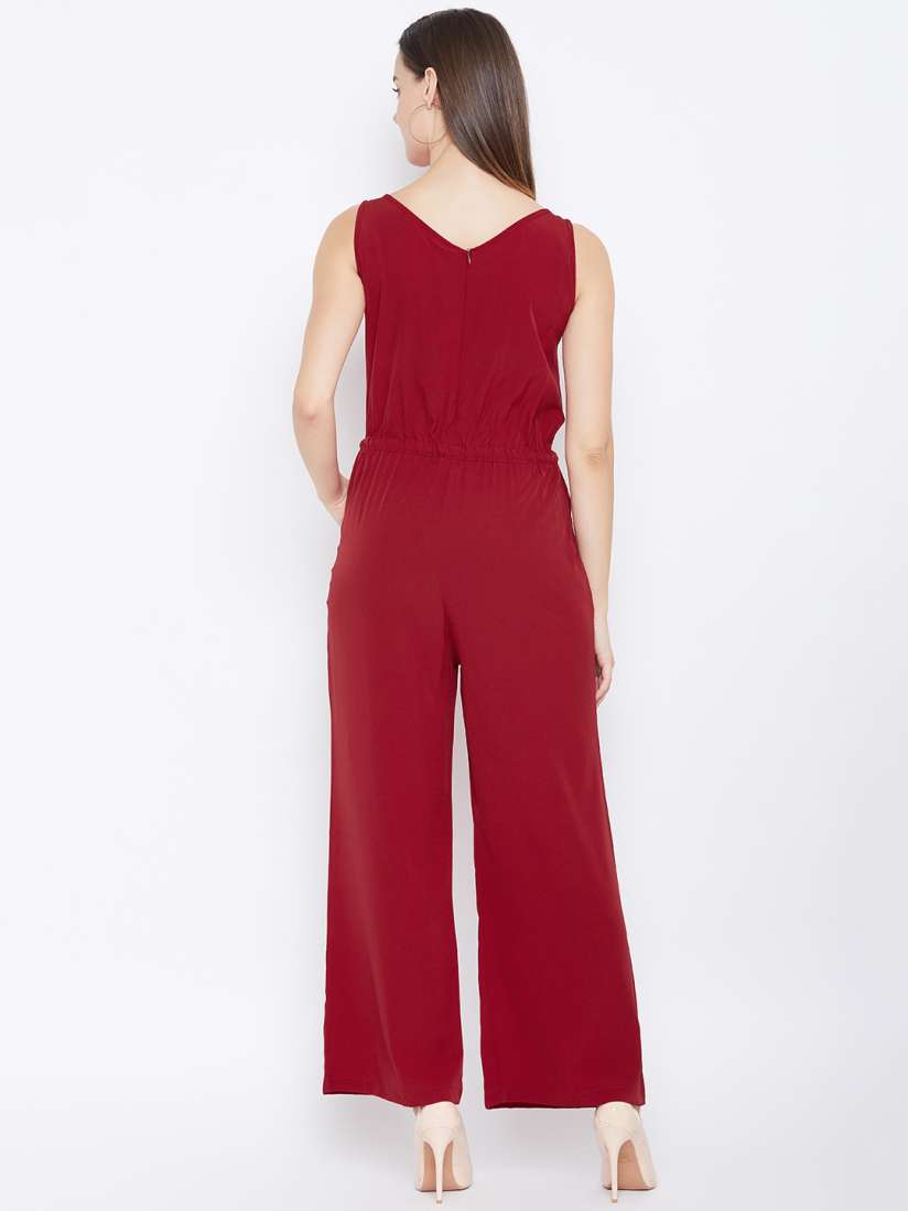 Buy Cottinfab Women Maroon Solid Basic Jumpsuit Jumpsuit for Women 10752386 Myntra