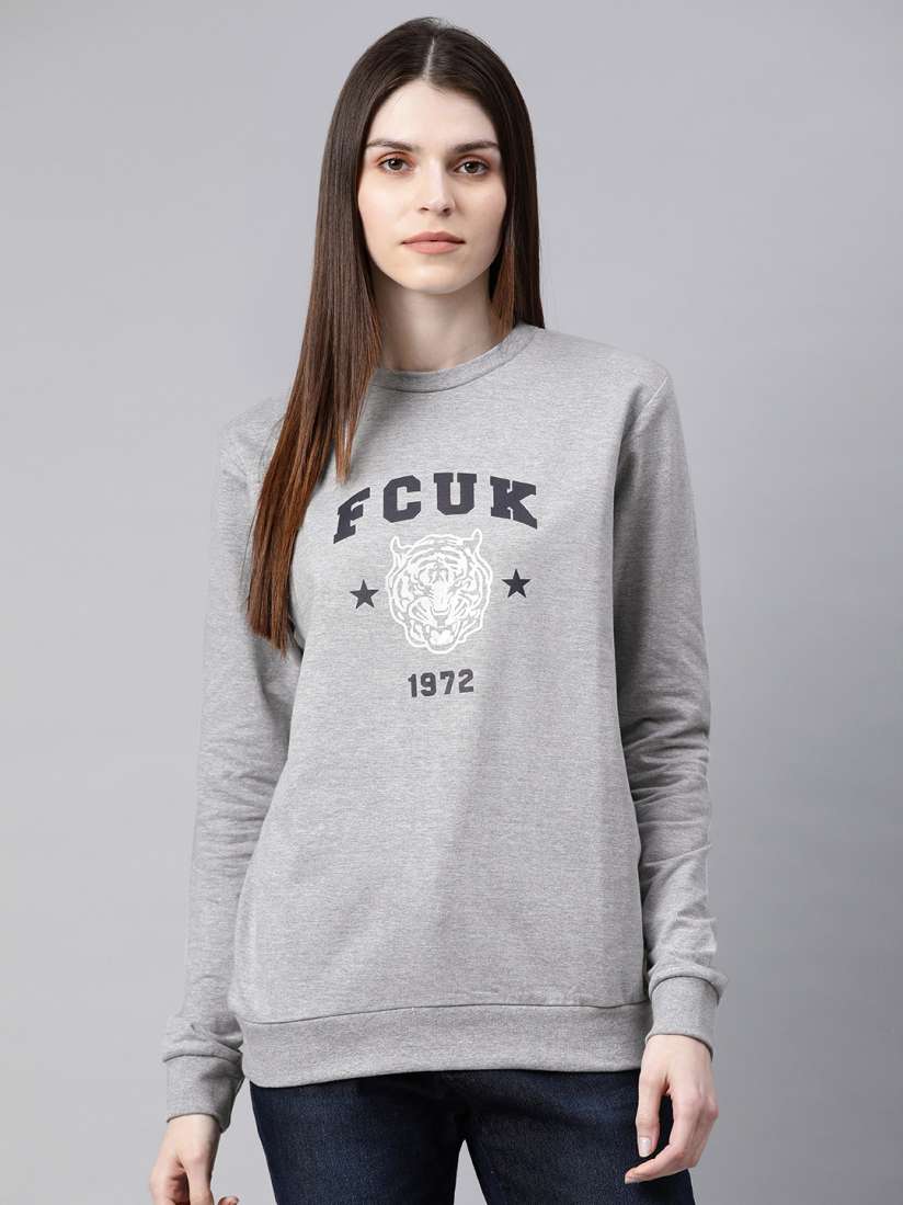 Buy French Connection Women Grey Printed Sweatshirt Sweatshirts for Women 10758868 Myntra