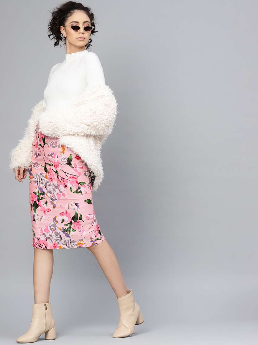 Grey and pink pencil skirt clearance