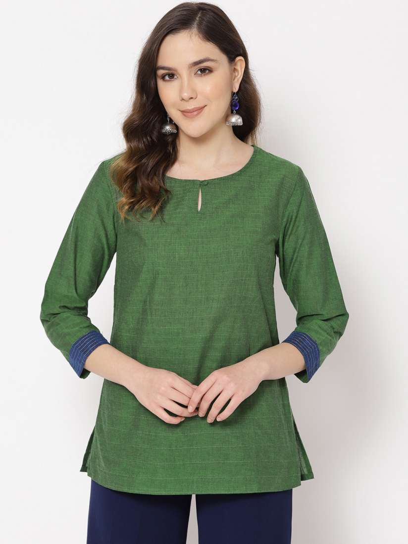 Buy Fabindia Green Solid Pure Cotton Straight Kurti Kurtis for Women 10768468 Myntra