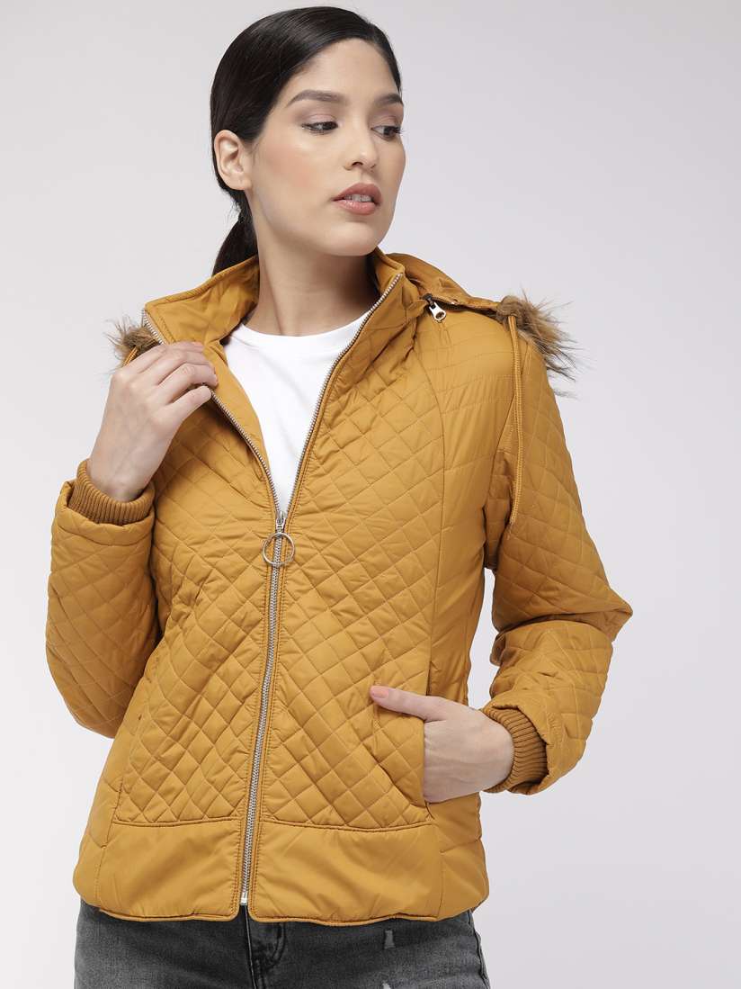 Buy Fort Collins Women Mustard Yellow Solid Quilted Jacket Jackets for Women 10769154 Myntra