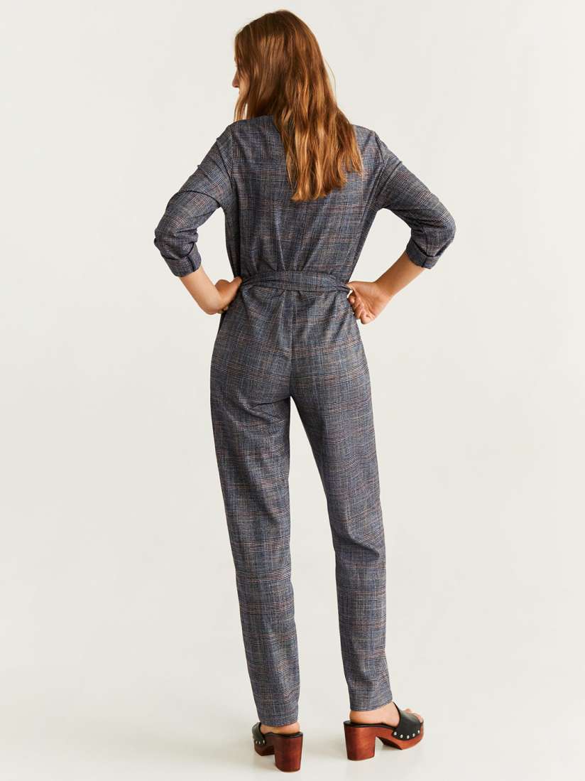 Buy MANGO Women Charcoal Grey Brown Checked Basic Jumpsuit Jumpsuit for Women 10772760 Myntra