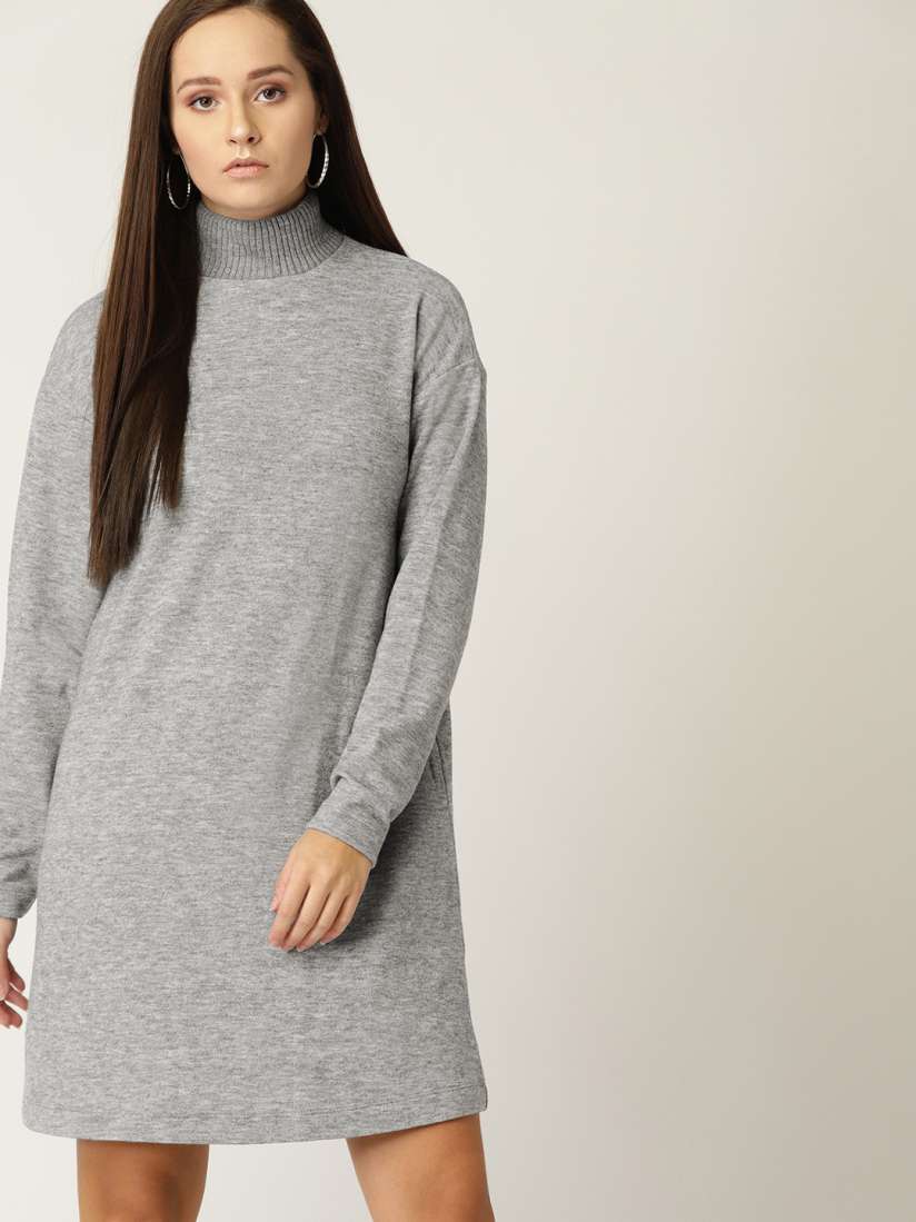 Buy MANGO Women Solid Grey Melange Sweater Dress Dresses for Women 10772900 Myntra
