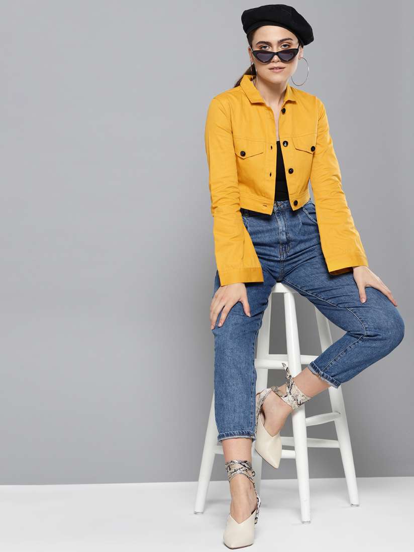 Cropped mustard jacket deals