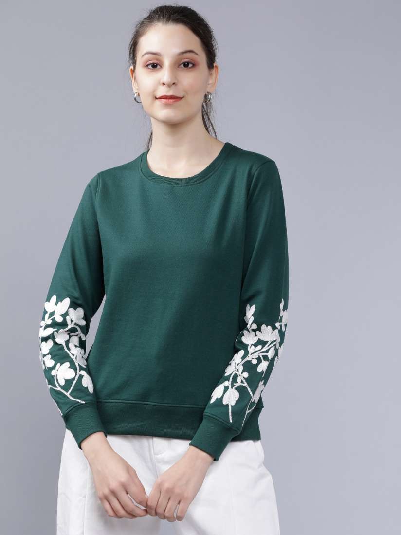 Buy Tokyo Talkies Women Teal Green Solid Sweatshirt Sweatshirts for Women 10774680 Myntra