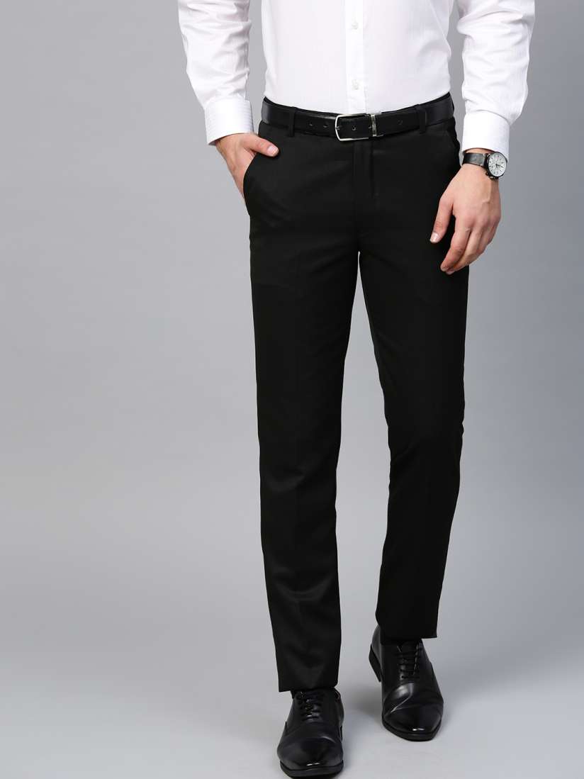 Buy MANQ Men Black Smart Slim Fit Formal Trousers Trousers for Men 10777802 Myntra