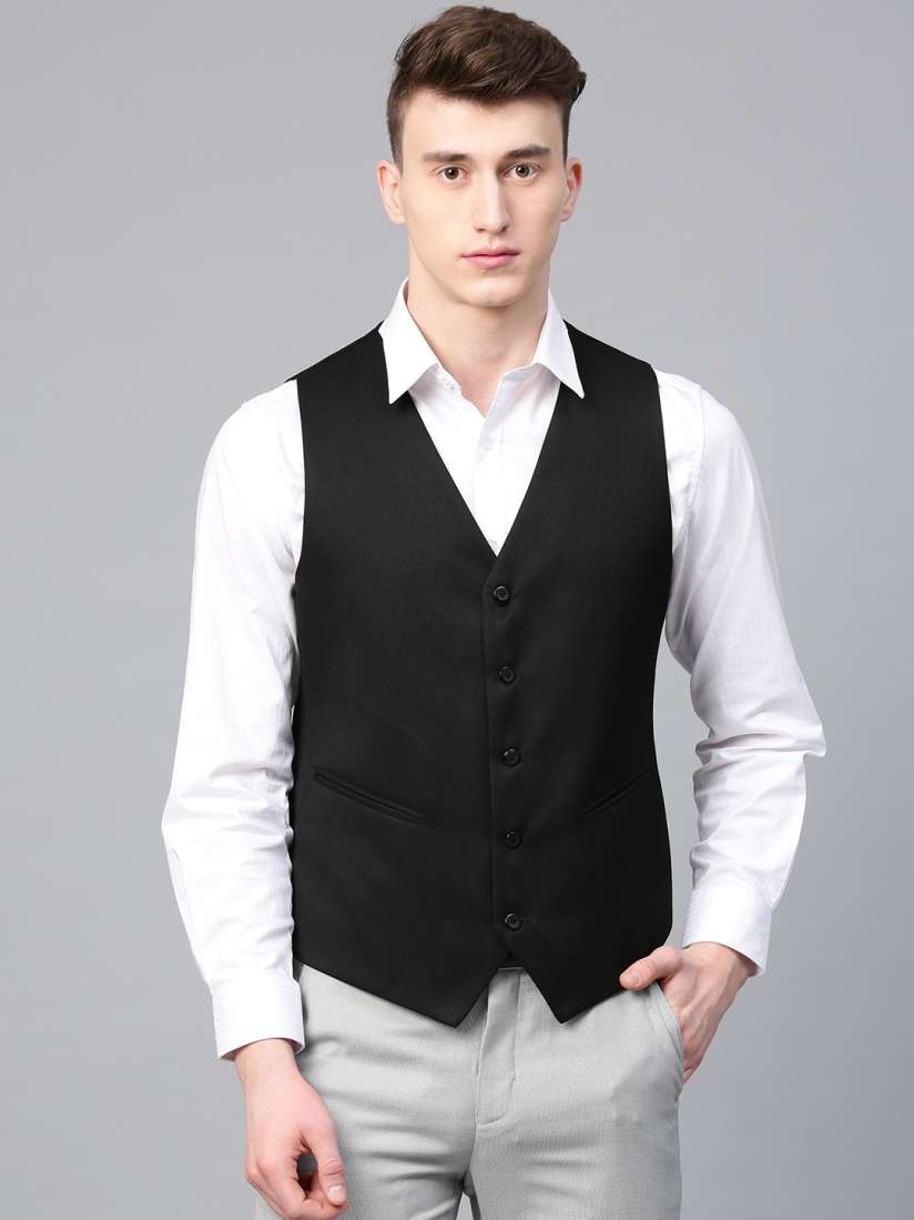 Buy MANQ Men Black Solid Slim Fit Formal Waistcoat Waistcoat for Men 10778288 Myntra