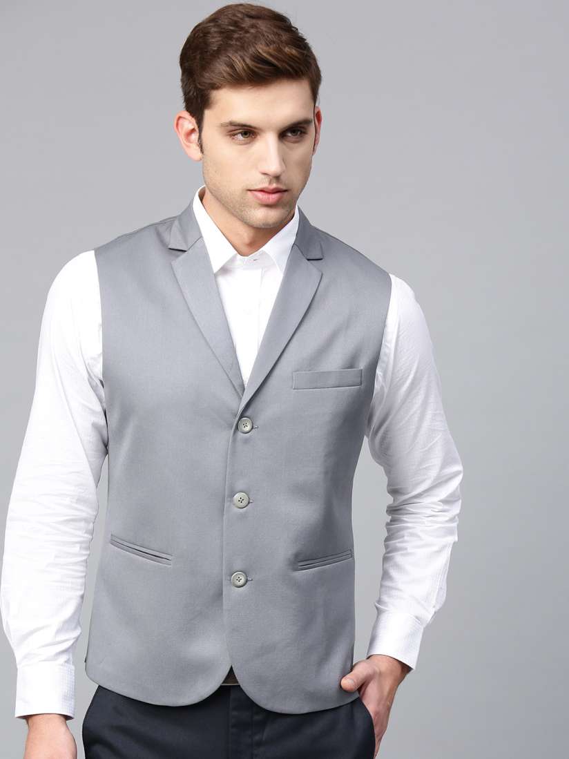 Buy MANQ Men Grey Solid Slim Fit Formal Waistcoat Waistcoat for Men 10778302 Myntra