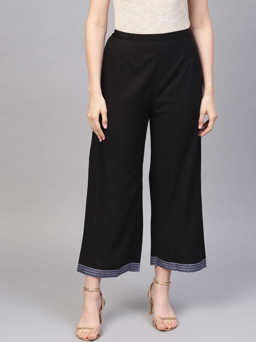 Black palazzo pants myntra sales