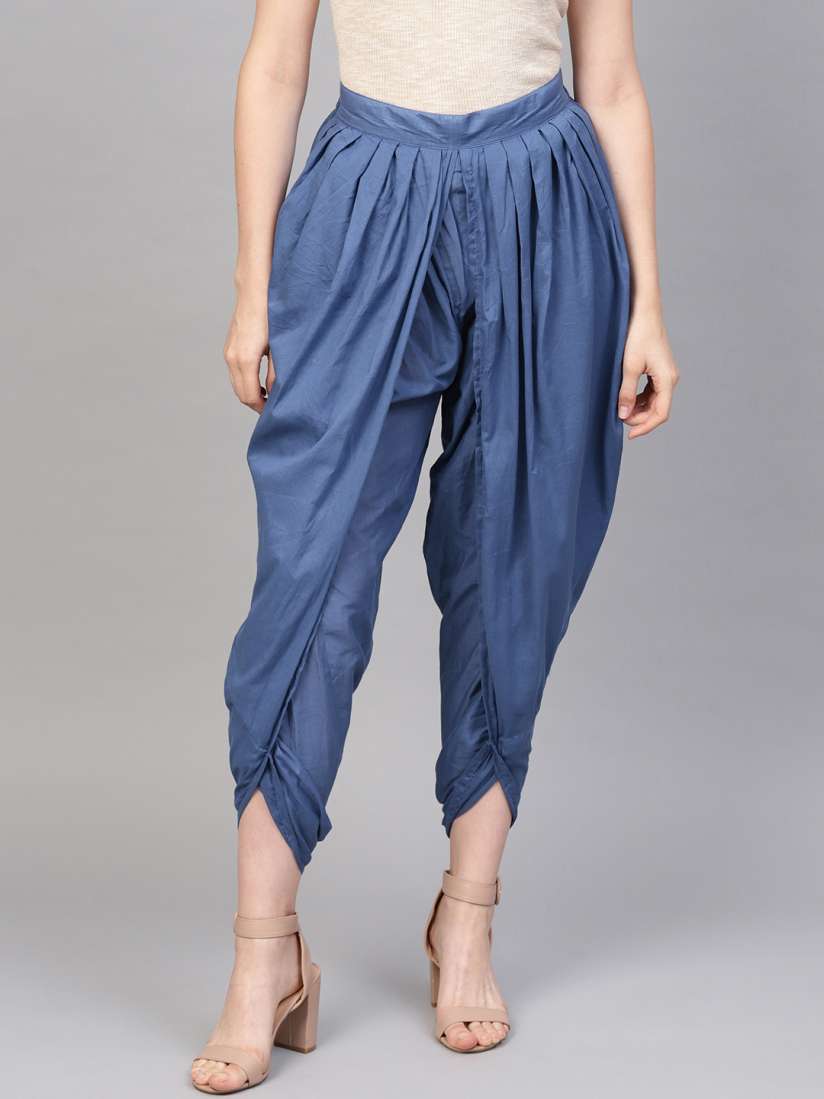 Buy Indo Era Blue Solid Dhoti Pants Trousers for Women 10779486 Myntra