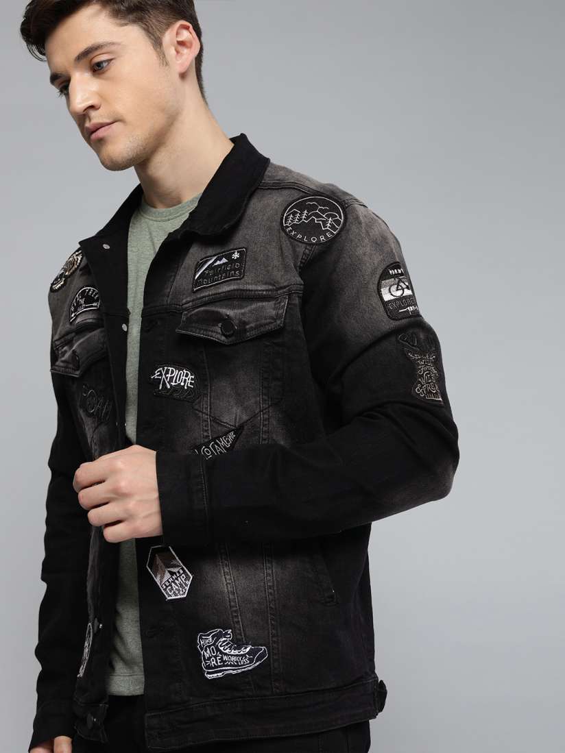 Faded black jean jacket mens on sale