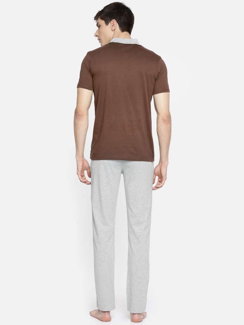 Buy Sweet Dreams Men Brown Grey Melange Printed Night suit Night suits for Men 10787468 Myntra