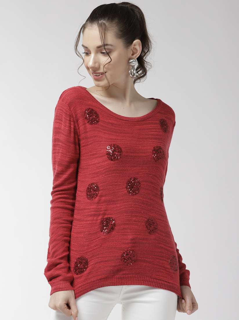 Buy Species Women Rust Red Embellished Sweater Sweaters for Women 10792844 Myntra