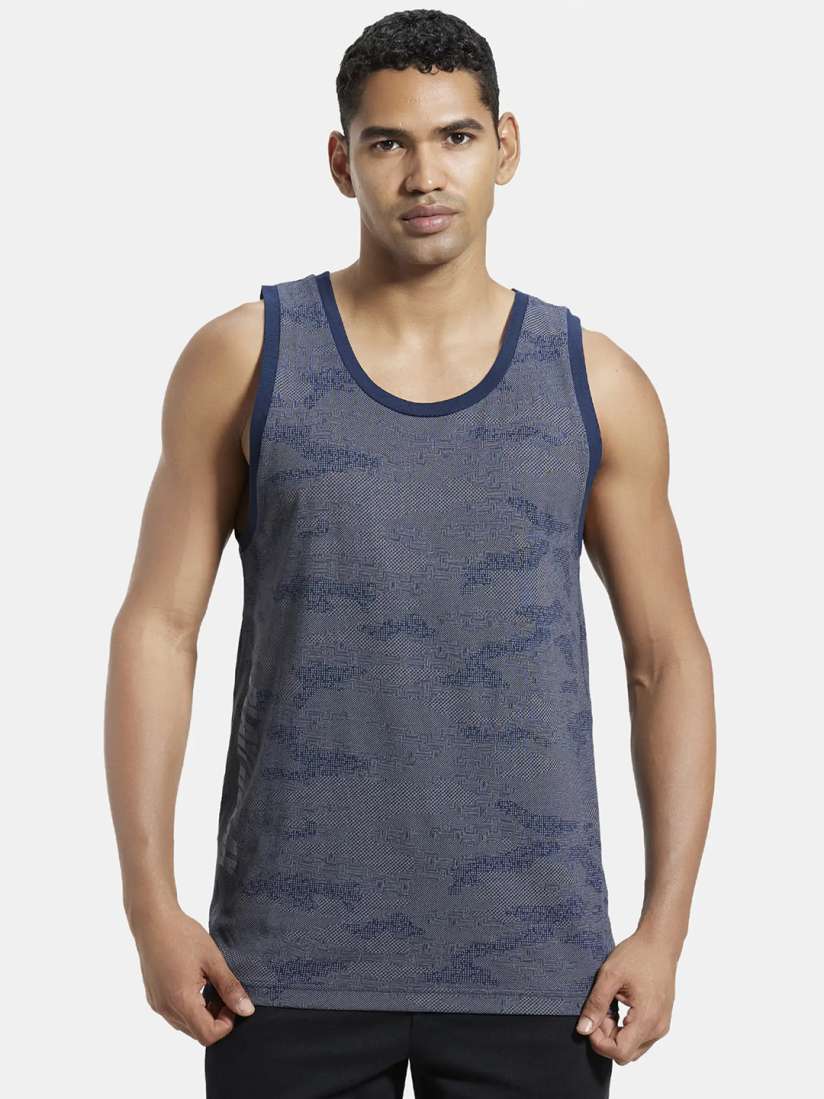 Buy Jockey Men Navy Blue And Black Solid Tank Top Innerwear Vests for Men 10799632 Myntra