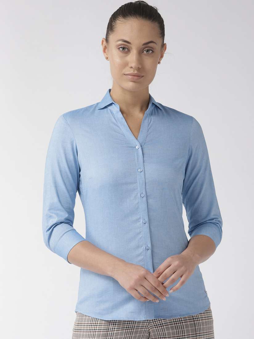Buy Park Avenue Women Blue Solid Casual Shirt Shirts for Women 10802756 Myntra