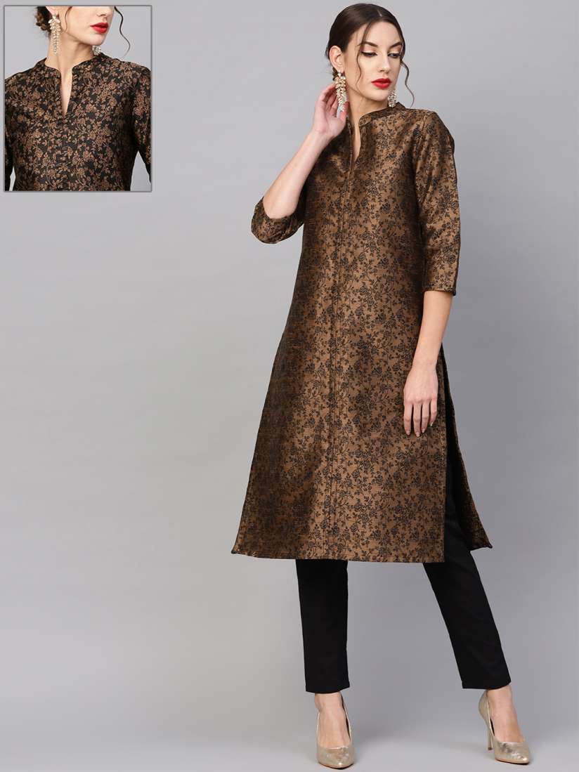 Aks women's self design straight kurta top