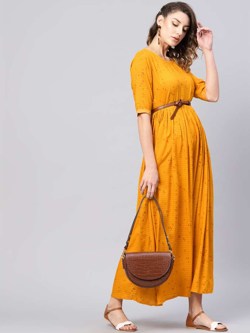 Buy AKS Women Mustard Yellow Printed Maxi Dress Dresses for Women 10802974 Myntra