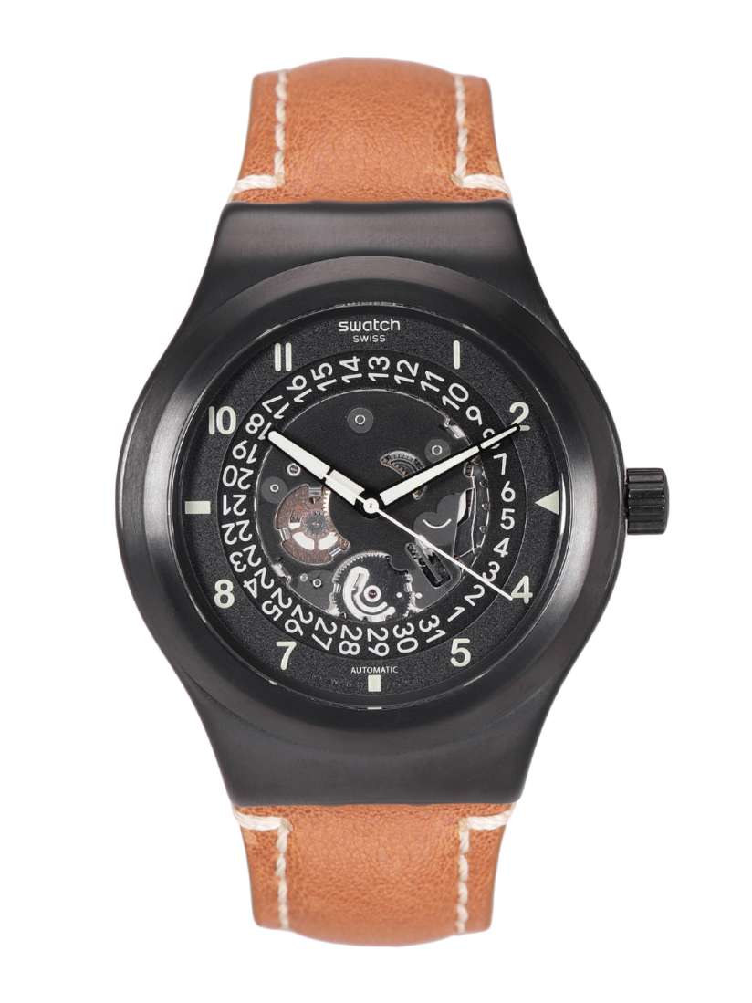 Swatch men's black watch discount