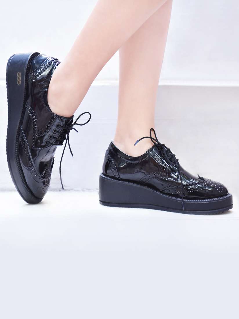 Buy Street Style Store Women Black Wedge Brogues Casual Shoes for Women 10807654 Myntra