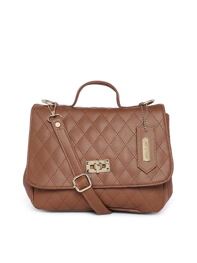 Buy Anna Claire Tan Textured Leather Sling Bag Handbags for Women 10808888 Myntra