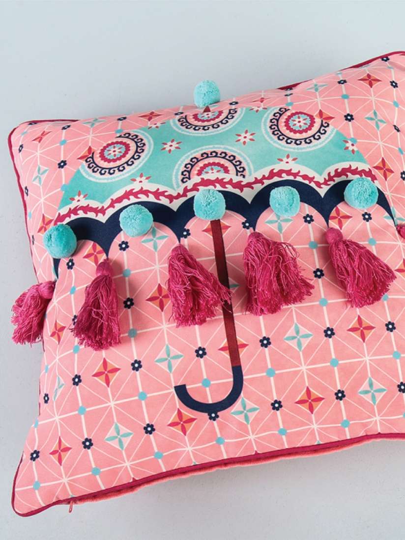 Buy Chumbak Pink Turquoise Blue Quirky Square Cushion Cover Cushion Covers for Unisex 10830182 Myntra