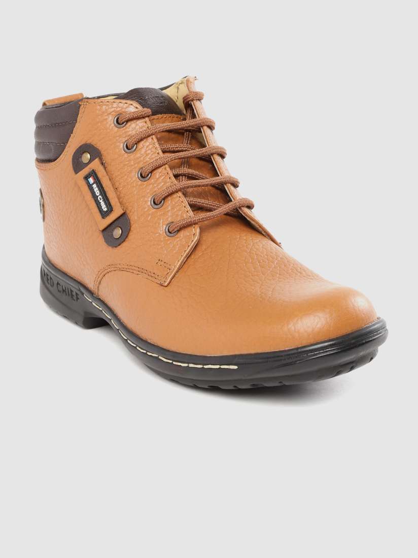 Buy Red Chief Men Tan Brown Solid Mid Top Leather Flat Boots Casual Shoes for Men 10830530 Myntra