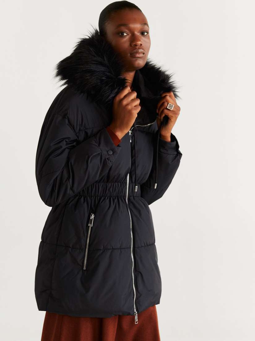 Buy MANGO Women Black Solid Longline Parka Hooded Jacket Jackets for Women 10831346 Myntra