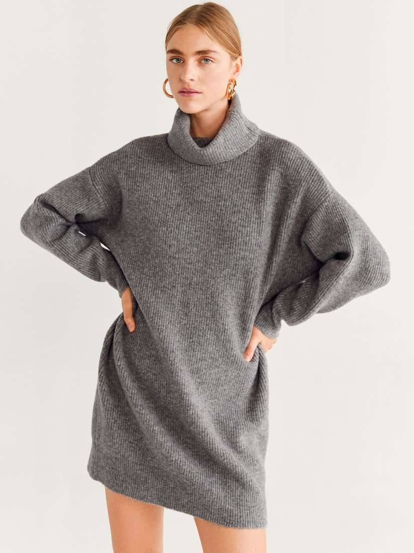 Buy MANGO Women Solid Grey Sweater Dress Dresses for Women 10831438 Myntra