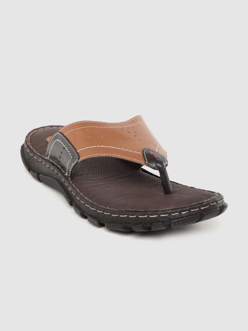 Buy Lee Cooper Men Brown Black Colourblocked Leather Comfort Sandals Sandals for Men 10832338 Myntra
