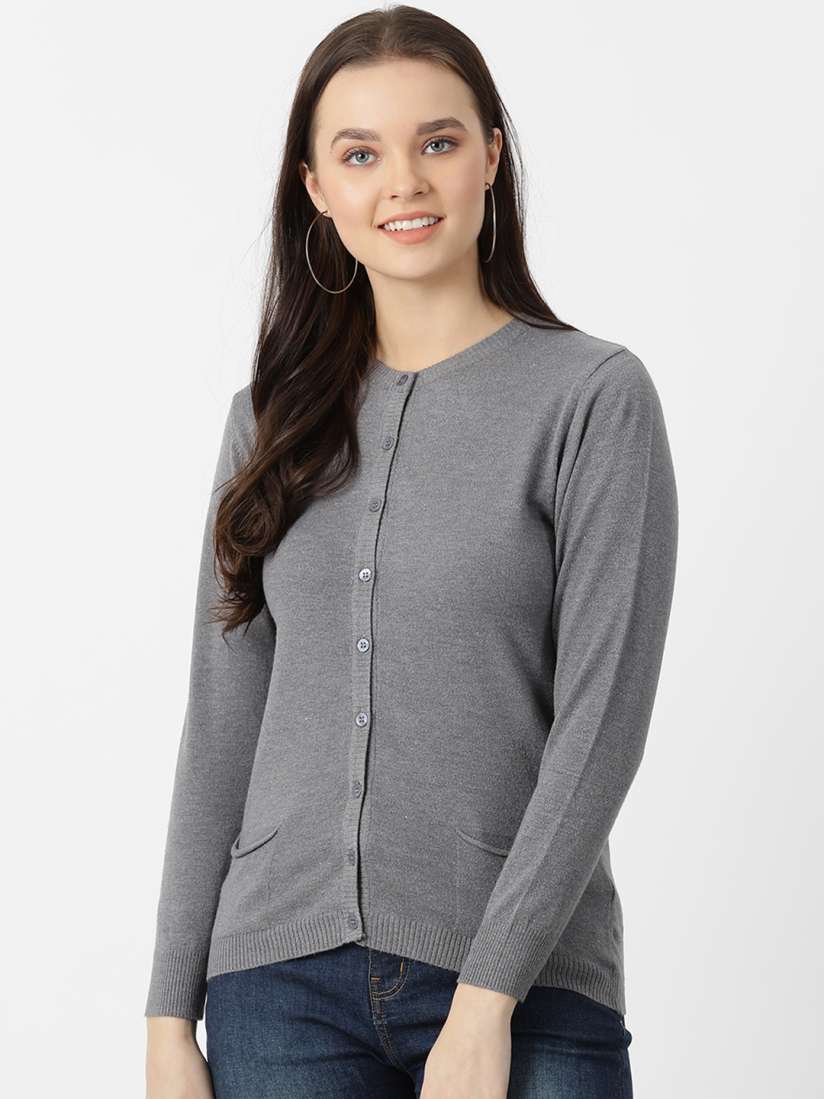 Buy Monte Carlo Women Grey Solid Cardigan Sweater Sweaters for Women 10835908 Myntra