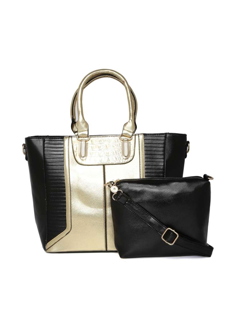 Buy Atmosphere Black Gold Toned Textured Shoulder Bag Handbags for Women 1084781 Myntra