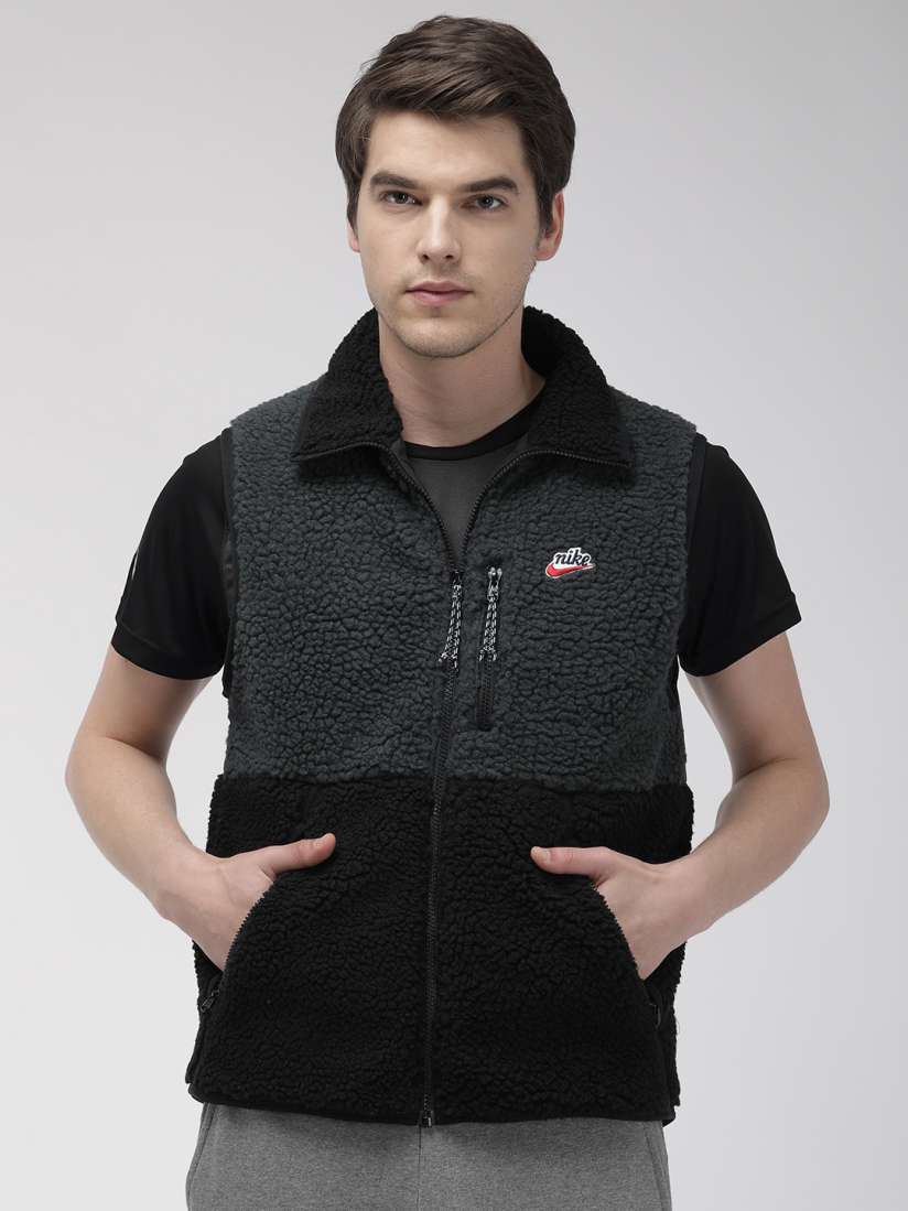 Buy Nike Men Black Grey AS M NSW HE VEST WINTER Colourblocked Sporty Jacket Jackets for Men 10851860 Myntra