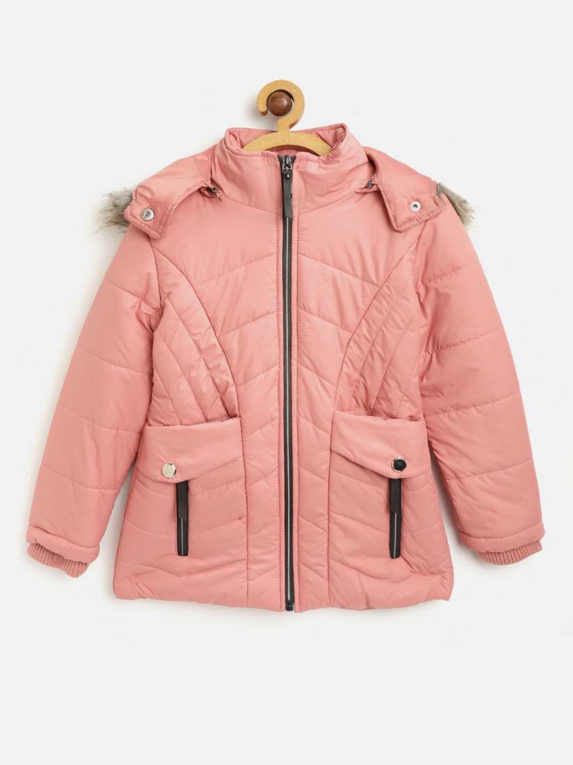 Buy Fort Collins Girls Peach Coloured Solid Hooded Parka Jacket Jackets for Girls 10859342 Myntra